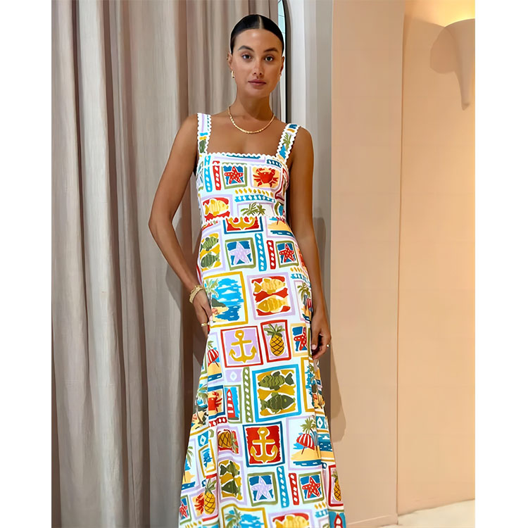 Sling Bandeau Printed Dress