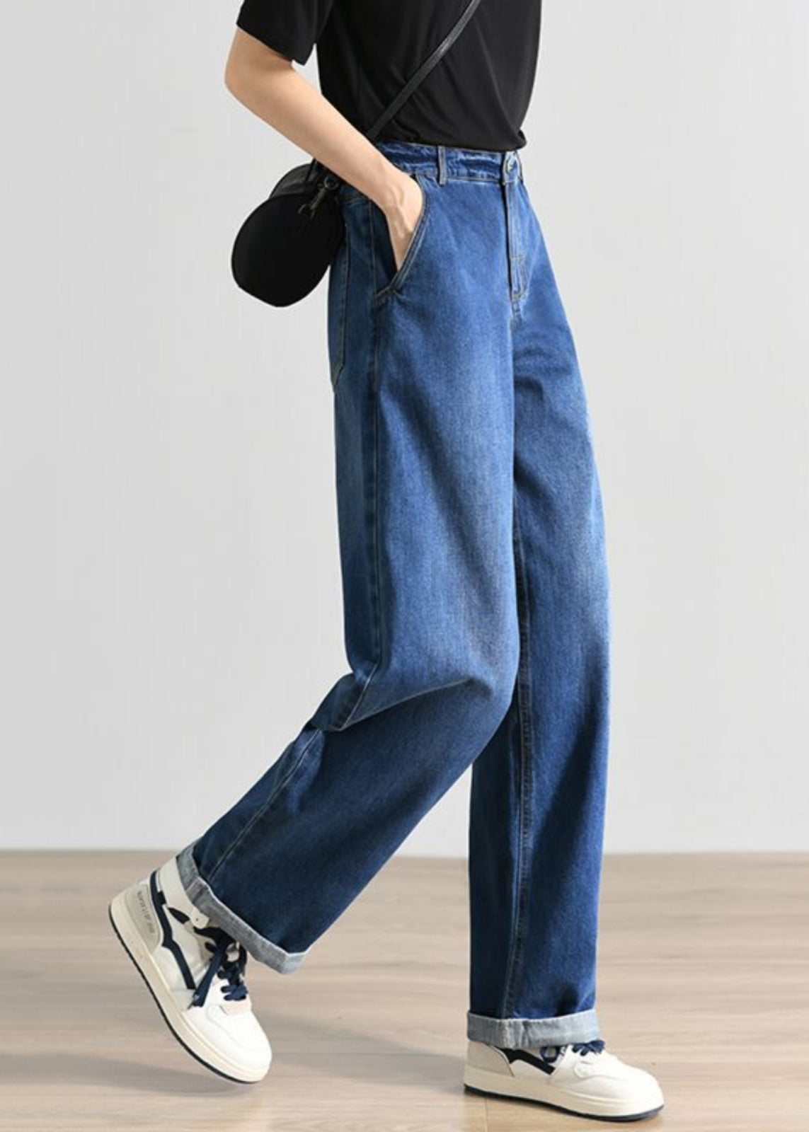 Women Blue High Waist Denim Pants Summer