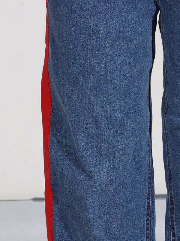 Chic Red Tied High Waist Buttoned Straight Jeans